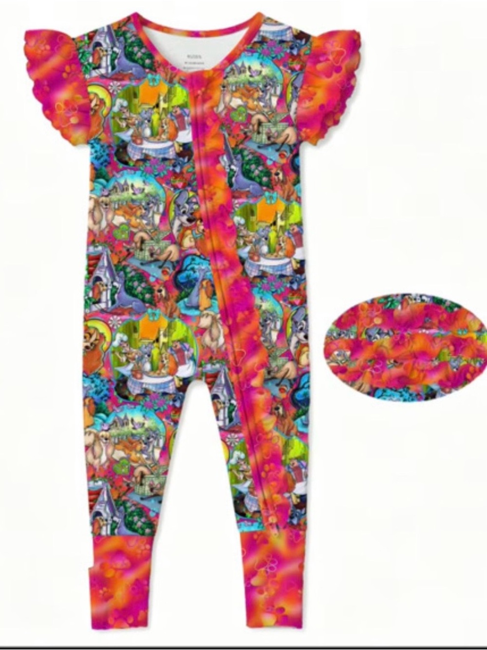 BAMBOO lady n the tramp Flutter-Sleeve Ruffle butt optional Footies